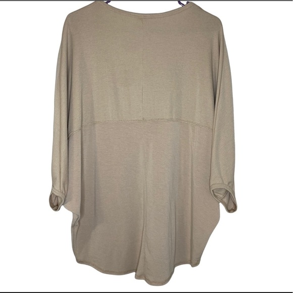 Francescas birdcage nude batwing top ribbed yolk womens Large - Picture 2 of 7